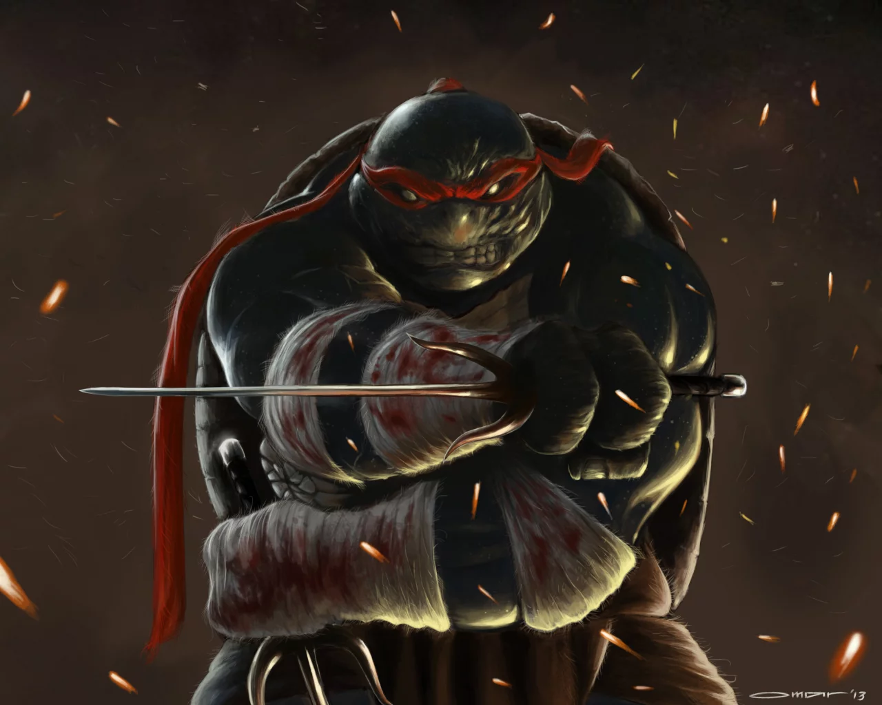 бинты, tmnt, черепашки-ниндзя, raphael, арт, teenage mutant ninja turtles