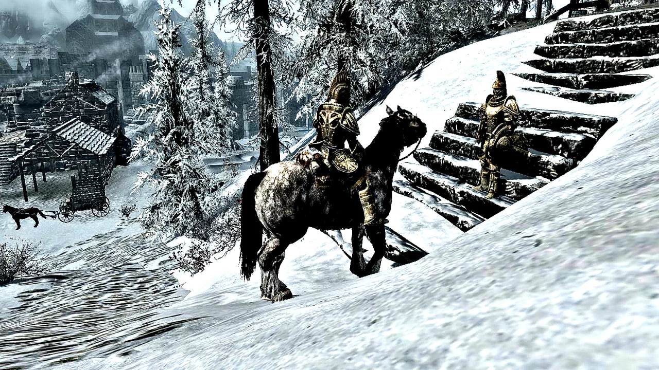 skyrim, лошадь, всадник, рыцарь, доспехи