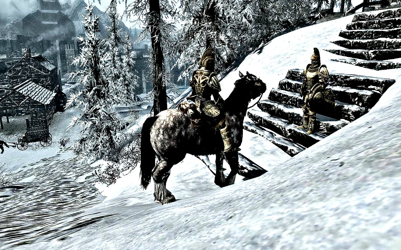 skyrim, лошадь, всадник, рыцарь, доспехи
