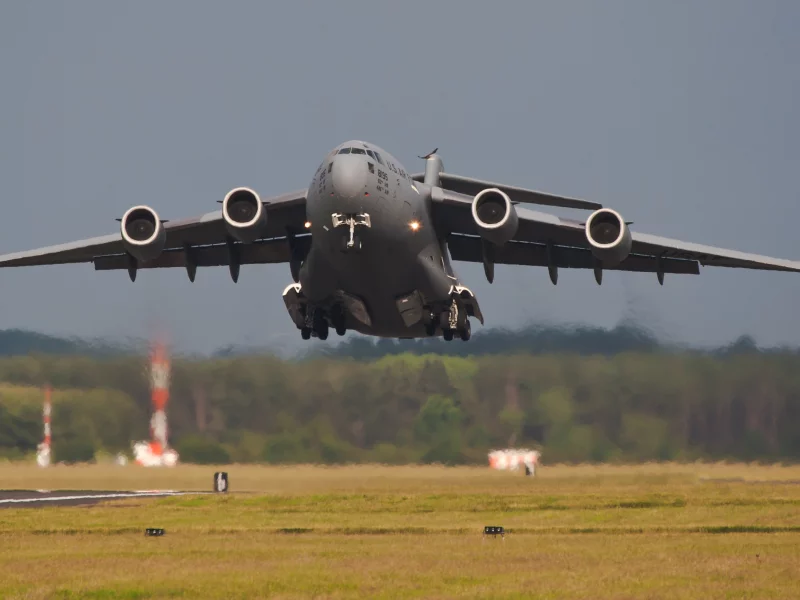 взлёт, _глоубмастер_ iii, боинг c-17, аэродром