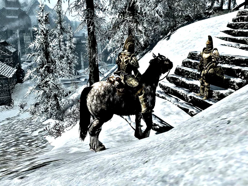 skyrim, лошадь, всадник, рыцарь, доспехи