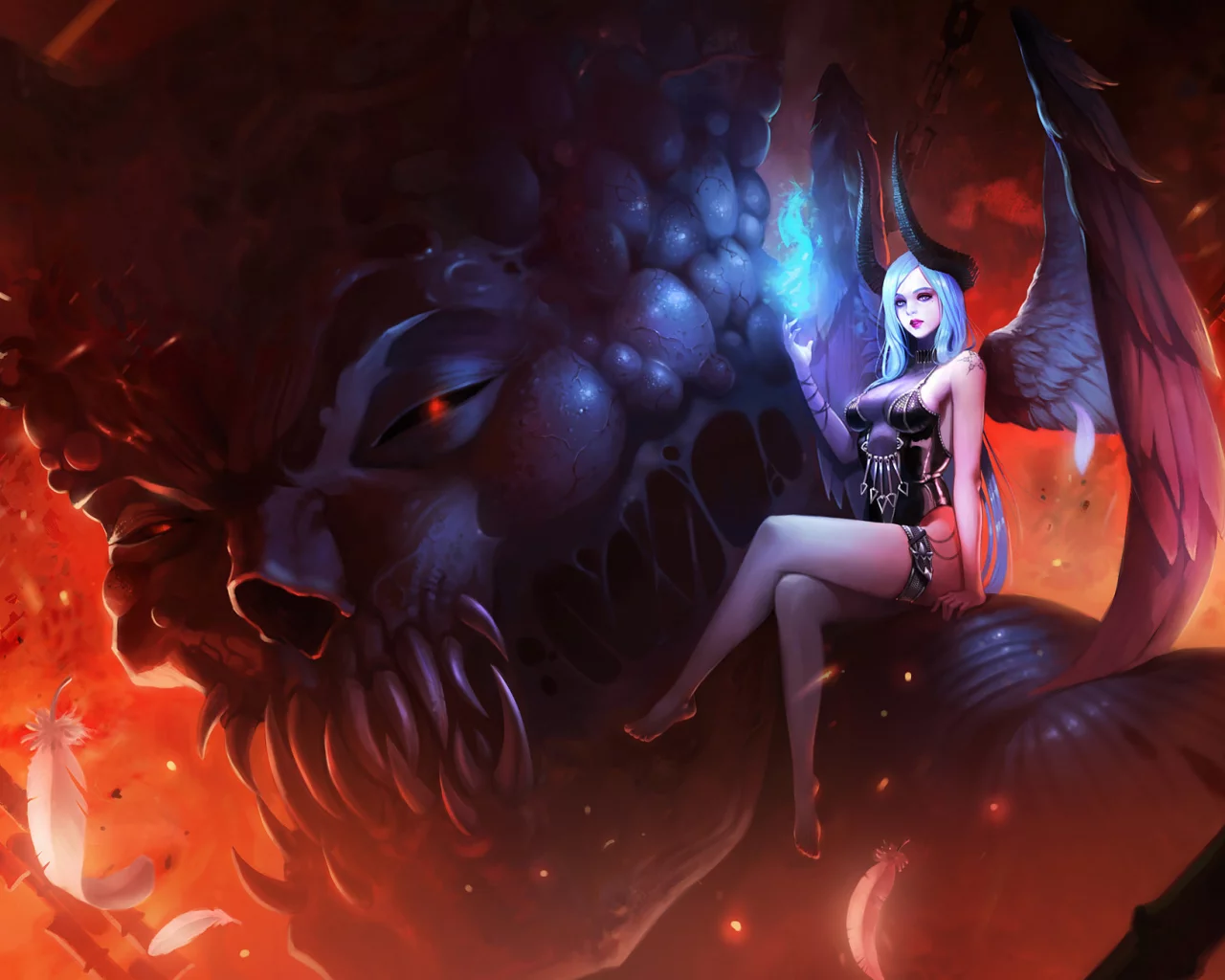 арт, succubus, крылья, поза, магия, монстр, существо, взгляд