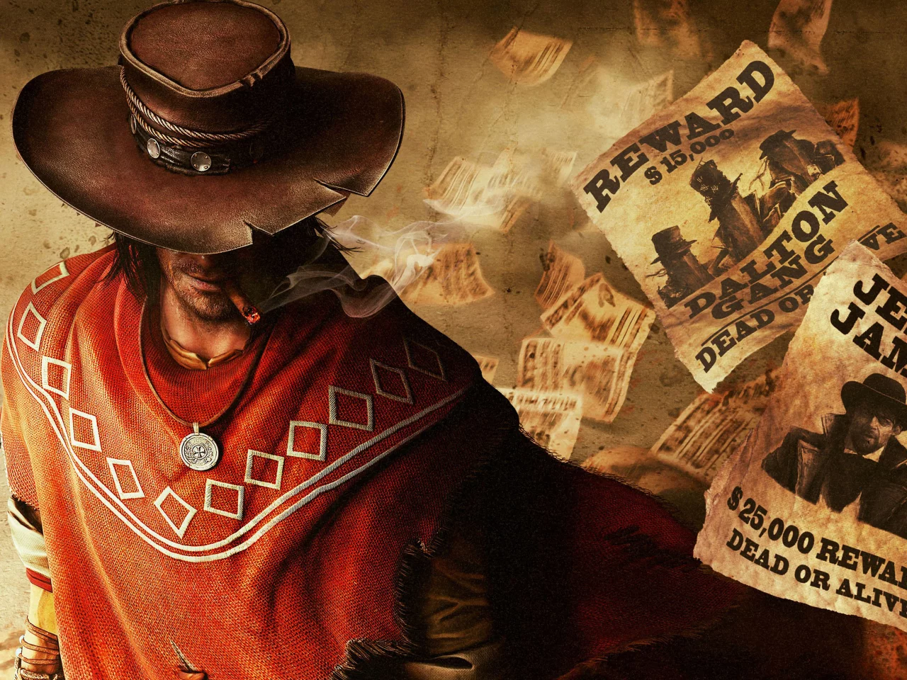 медальон, cowboy, ковбой, call of juarez the gunslinger, сигара, шляпа