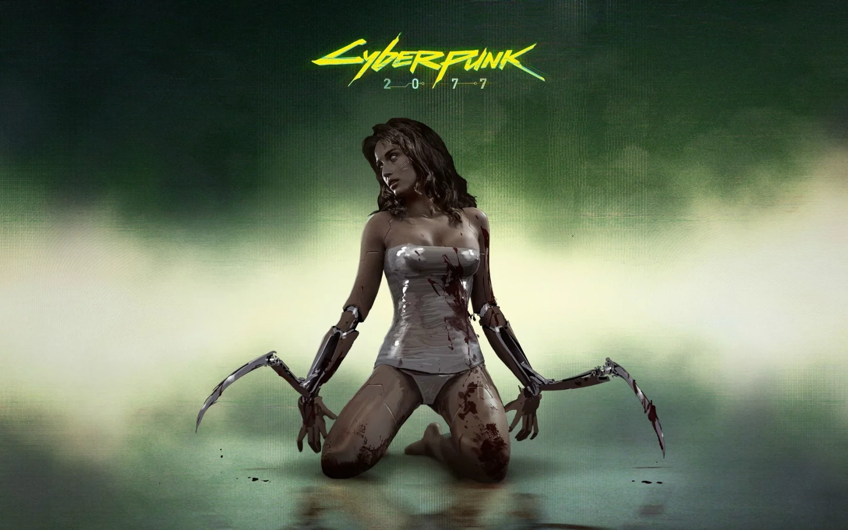 девушка, лезвия, cyberpunk 2077, киборг, cd projekt red, кровь