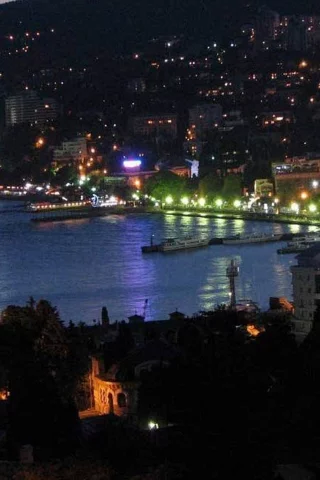 ялта, ночной, порт, набережная