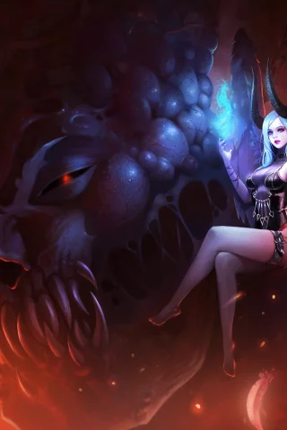 арт, succubus, крылья, поза, магия, монстр, существо, взгляд