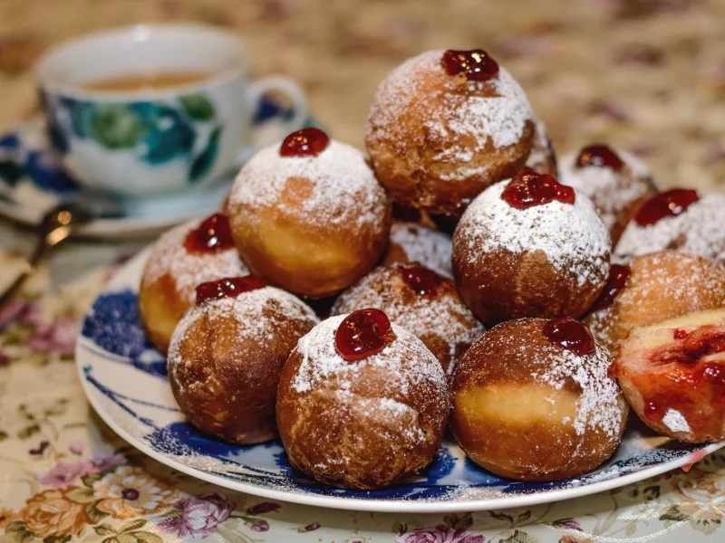 пончики, сладость, джем, десерт