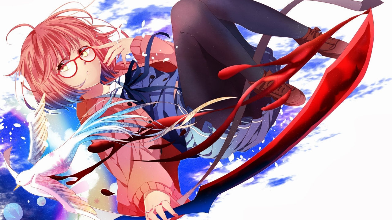 Картинка на рабочий стол anime, art, kyoukai no kanata, kuriyama mirai,  девушка, очки, за гранью 1280 x 720