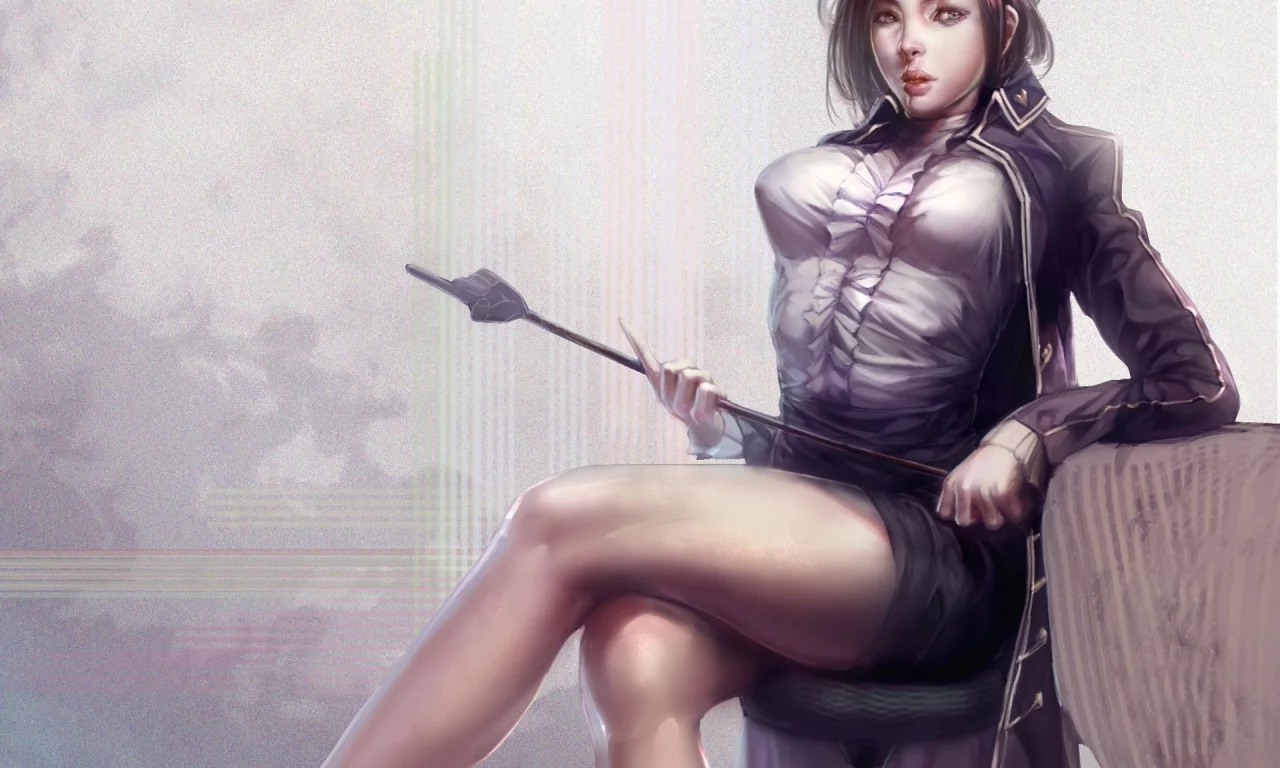 учительница, xiaobotong, девушка, арт, указка