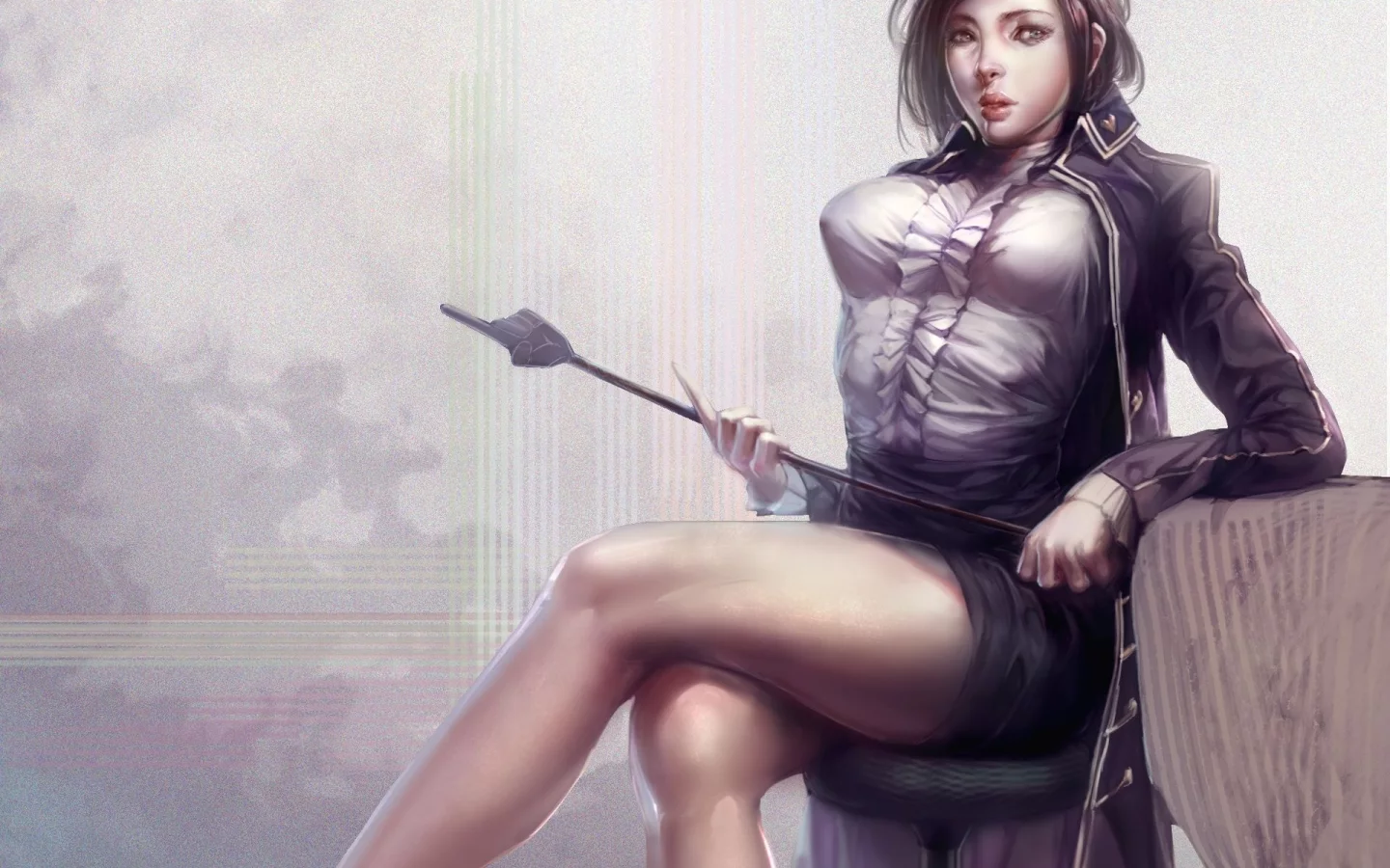 учительница, xiaobotong, девушка, арт, указка