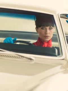 авто, перчатки, девушка