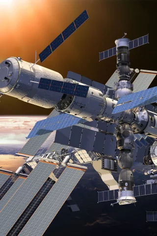 мкс, земля, космос, наука, техника, орбитальная, станция, облака, горизонт, полёт, звёзды, графика