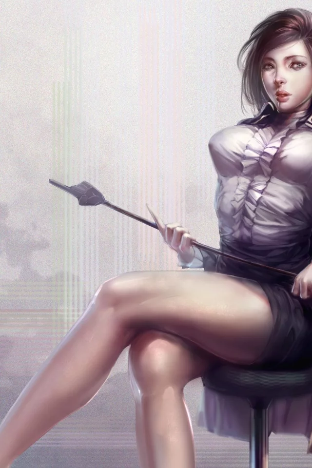 учительница, xiaobotong, девушка, арт, указка