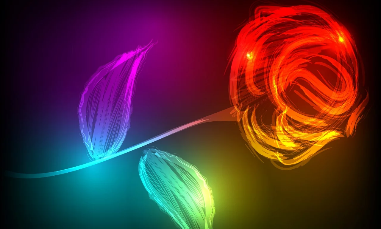 роза, листья, светящаяся, лепестки, красная, red, rose, style