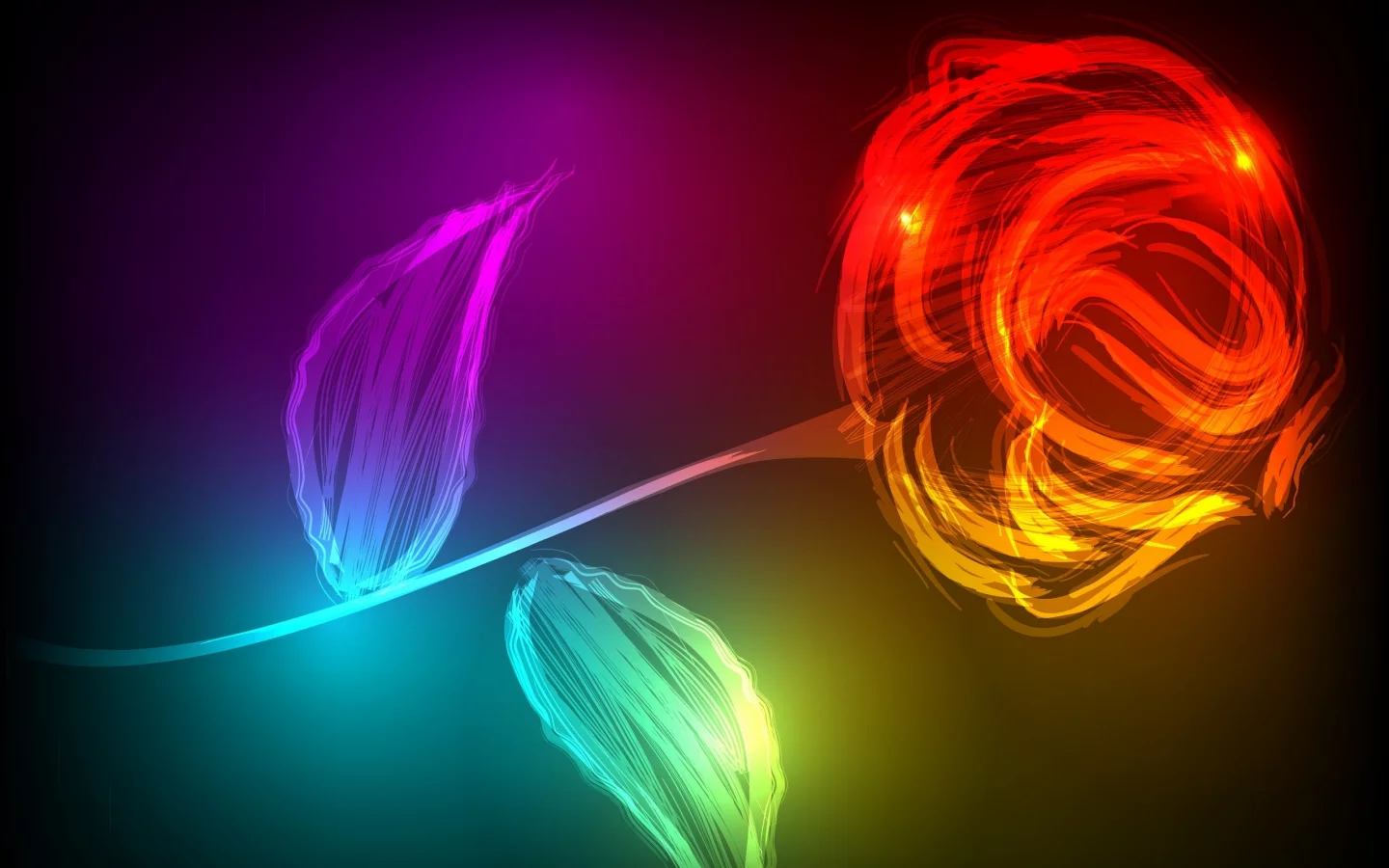 роза, листья, светящаяся, лепестки, красная, red, rose, style