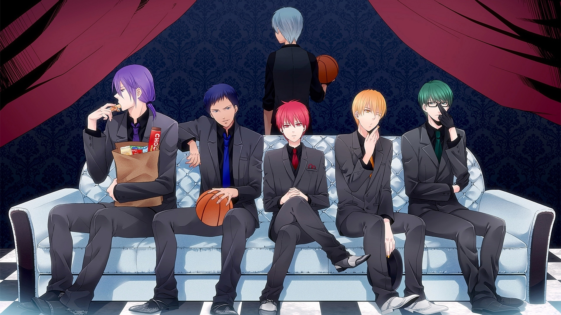 Картинка на рабочий стол баскетбол куроко, aomine daiki, kise ryouta,  akashi seijuurou, kuroko no basket 1920 x 1080