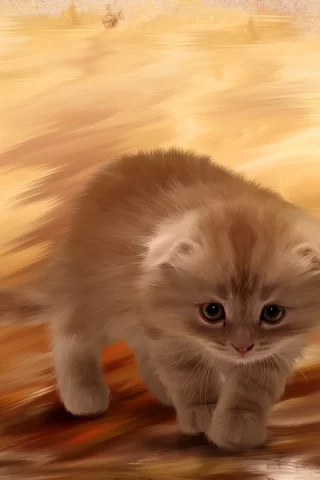 cat, котенок, пушистый, живопись