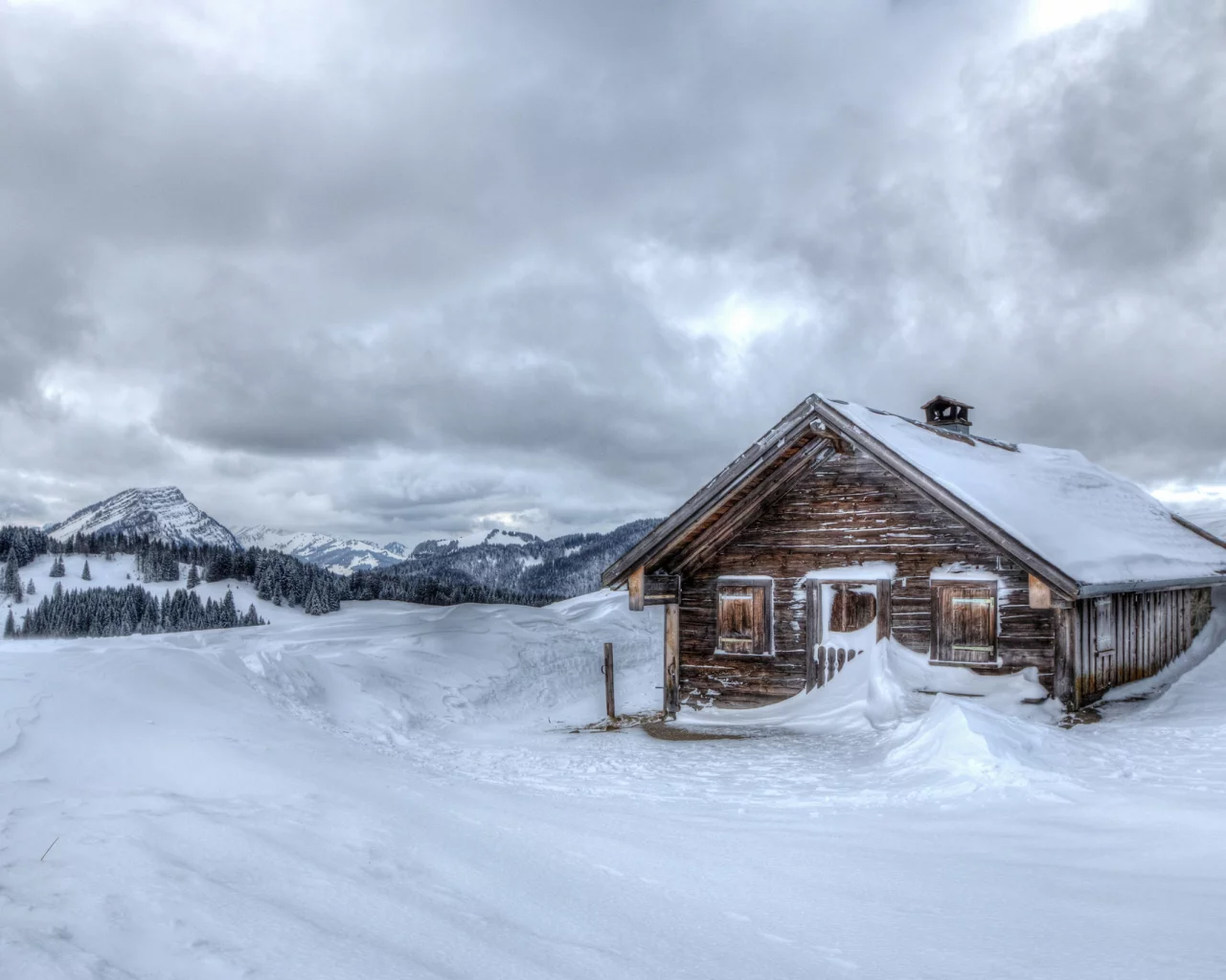 дом, холод, mountains, cold, горы, снег, изба, hut, зима, snow, winter