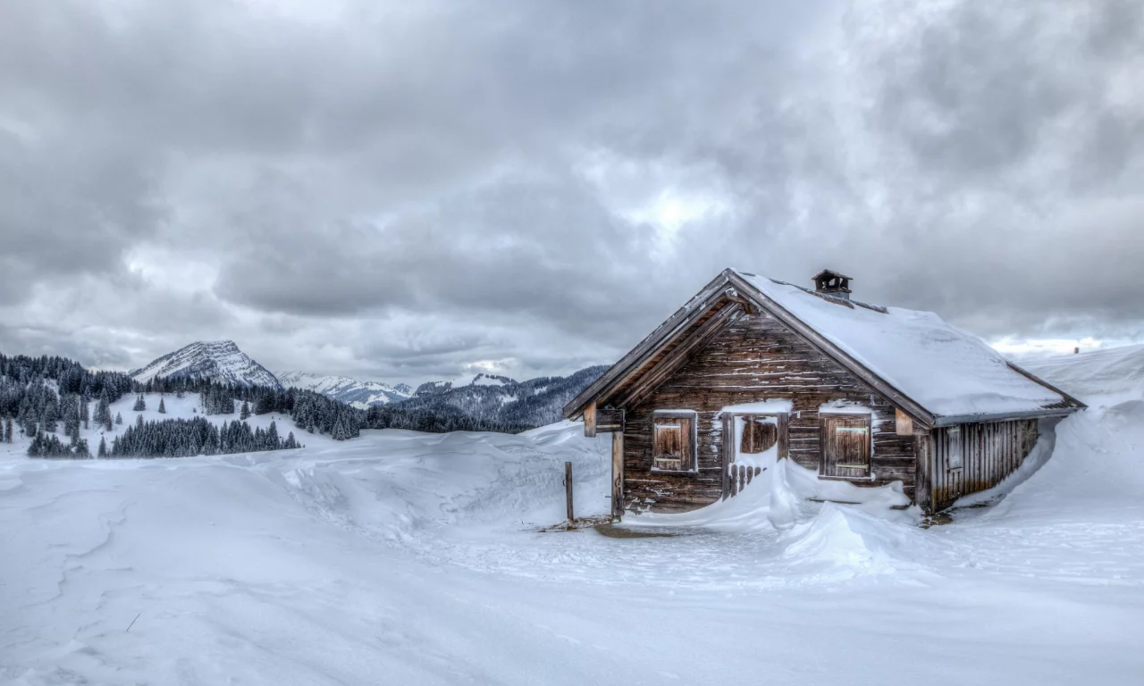 дом, холод, mountains, cold, горы, снег, изба, hut, зима, snow, winter