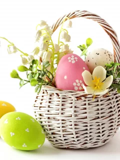 eggs, пасха, pastel, spring, delicate, весна, яйца, easter, basket, flowers