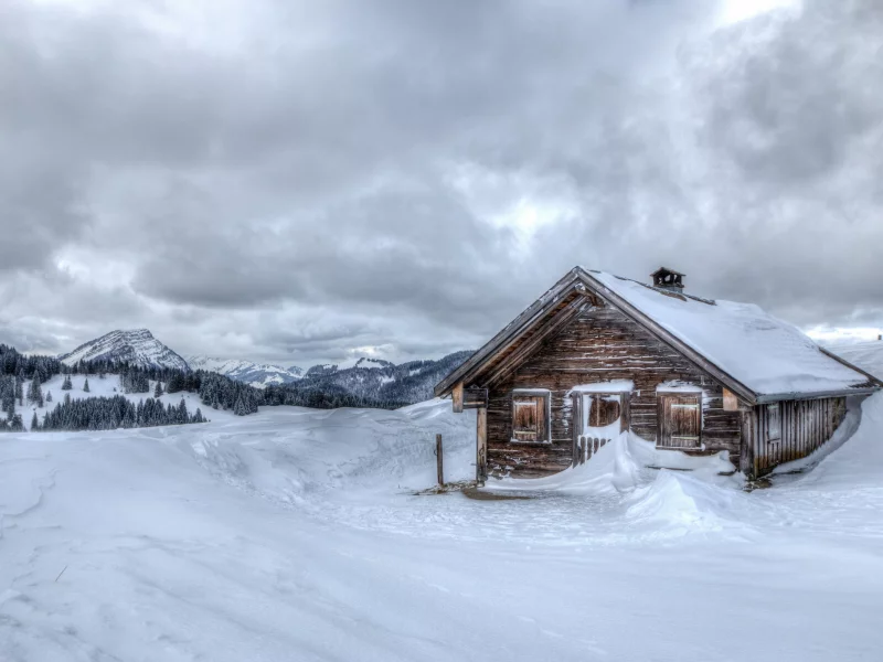 дом, холод, mountains, cold, горы, снег, изба, hut, зима, snow, winter