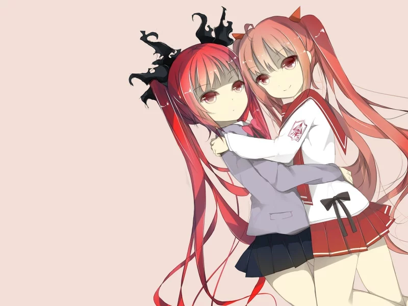 kuuko haiyore nyaruko-san, kanzaki h aria, девушки, объятья