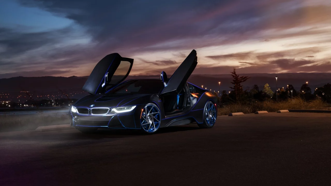 машина, bmw, лето, дорога, свет, фары
