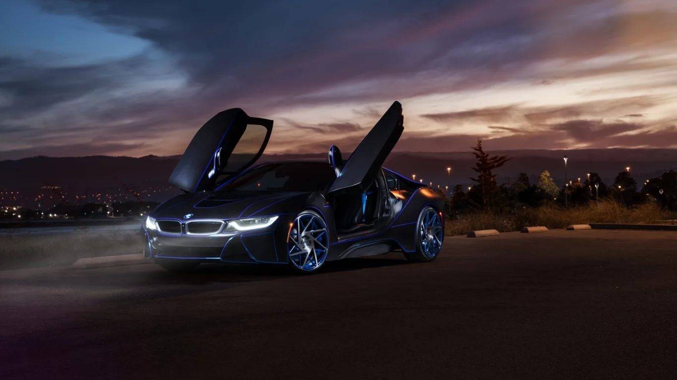 машина, bmw, лето, дорога, свет, фары