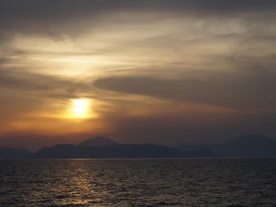 природа, горы, море, океан, закат, рассвет, облака