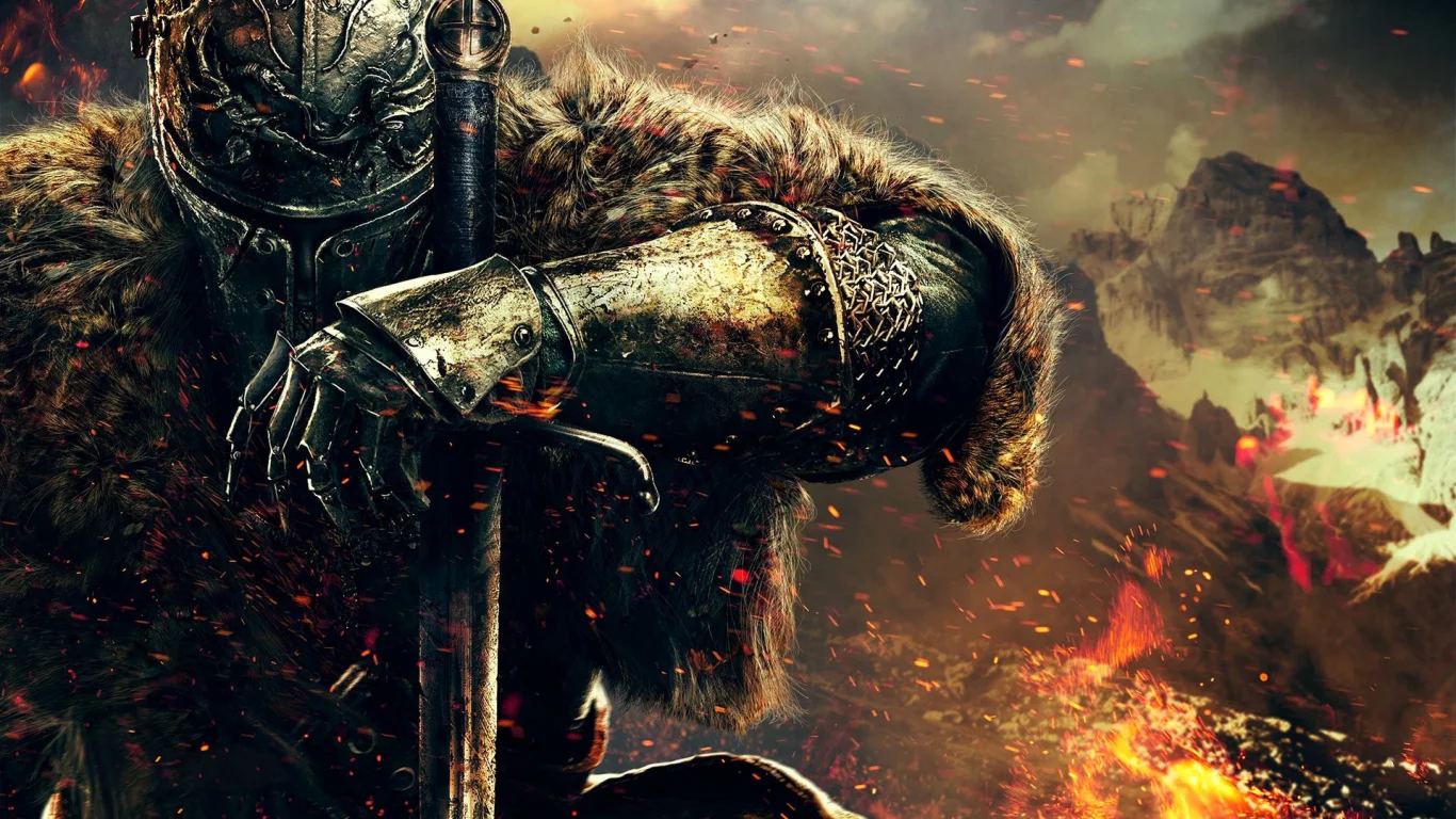 dark souls 2, меч, огонь, горы, шерсть, дарк соулс 2