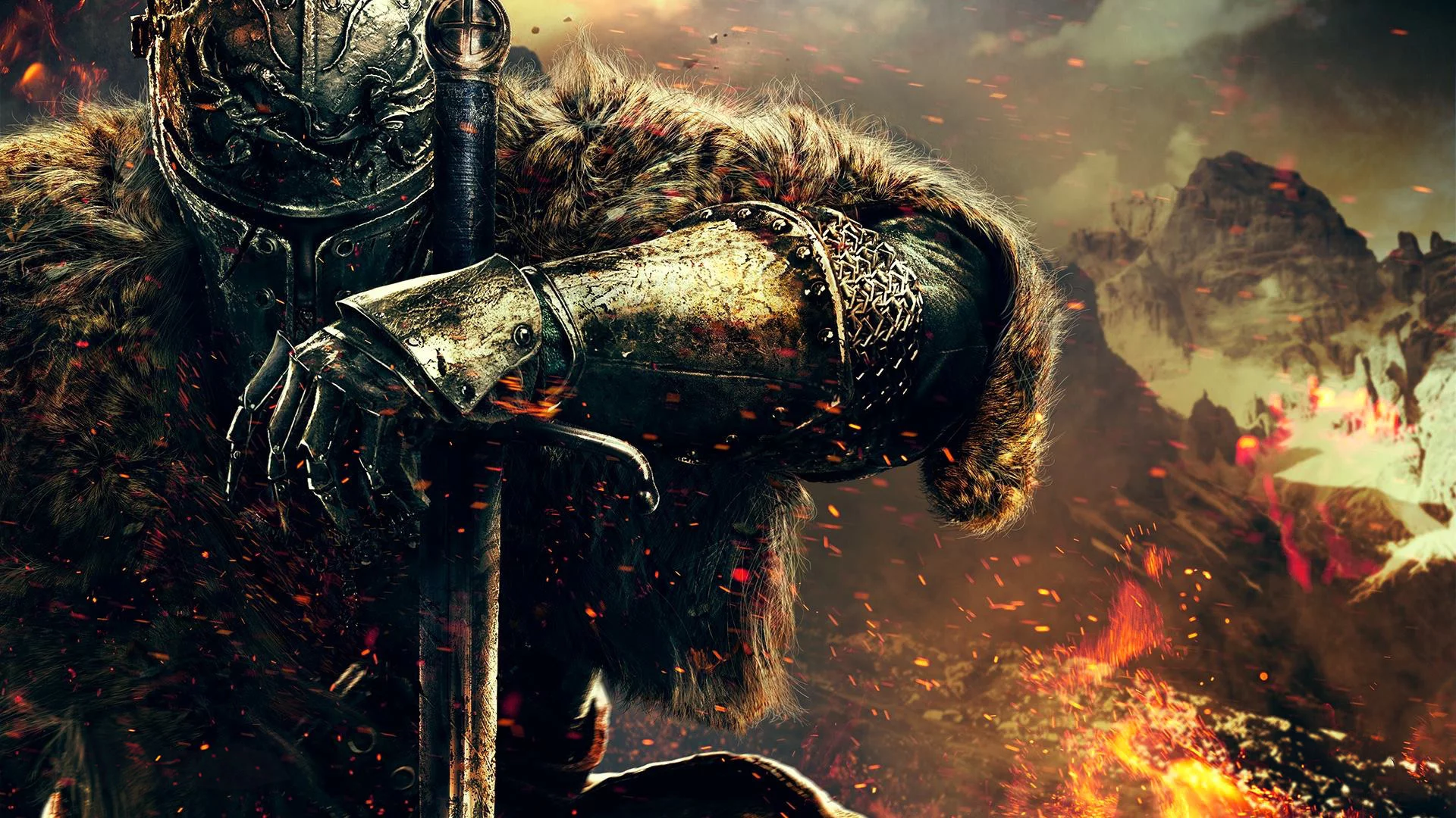 dark souls 2, меч, огонь, горы, шерсть, дарк соулс 2
