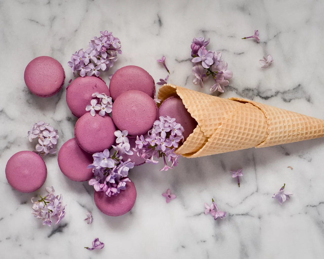 вафля, печенье, сирень, сладкое, macaron