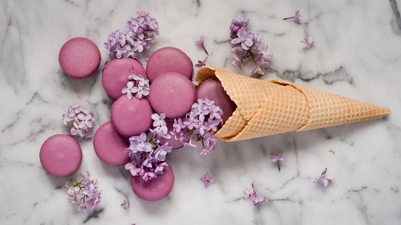 вафля, печенье, сирень, сладкое, macaron