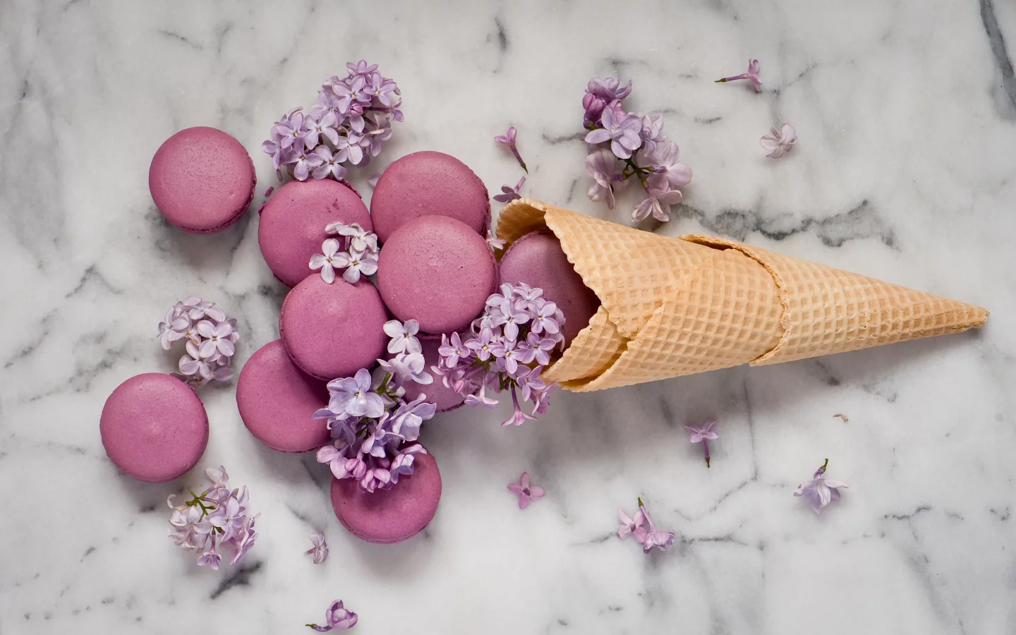 вафля, печенье, сирень, сладкое, macaron