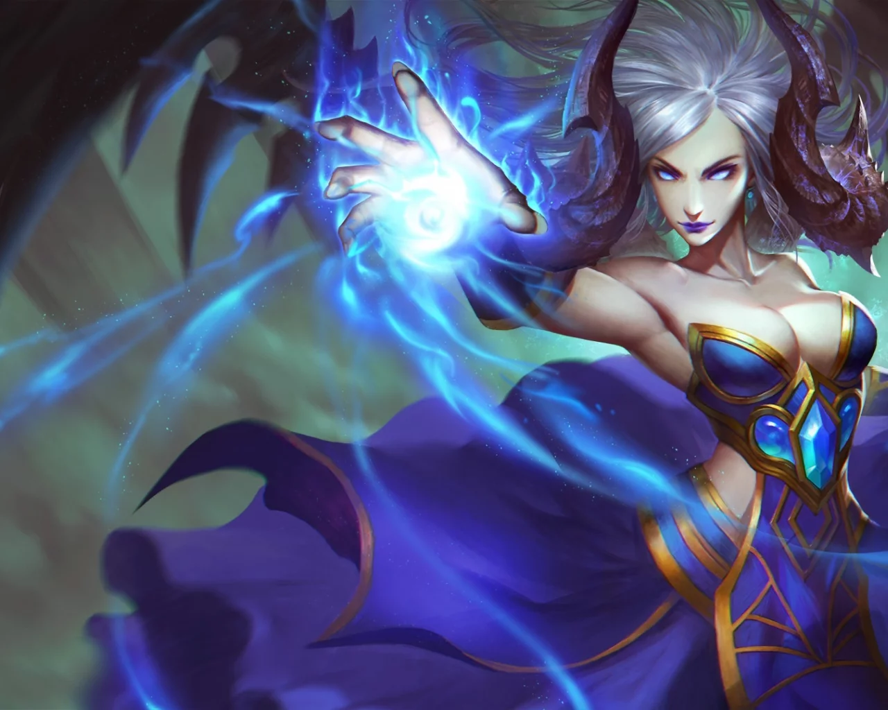 art, платье, грудь, isery orturer, девушка, магия, heroes of newerth
