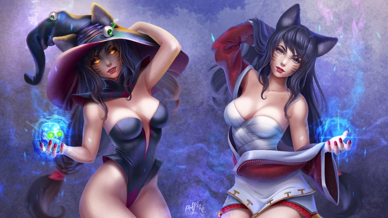 аhri, череп, девушка, halloween, глаз, арт, league of legend, шляпа