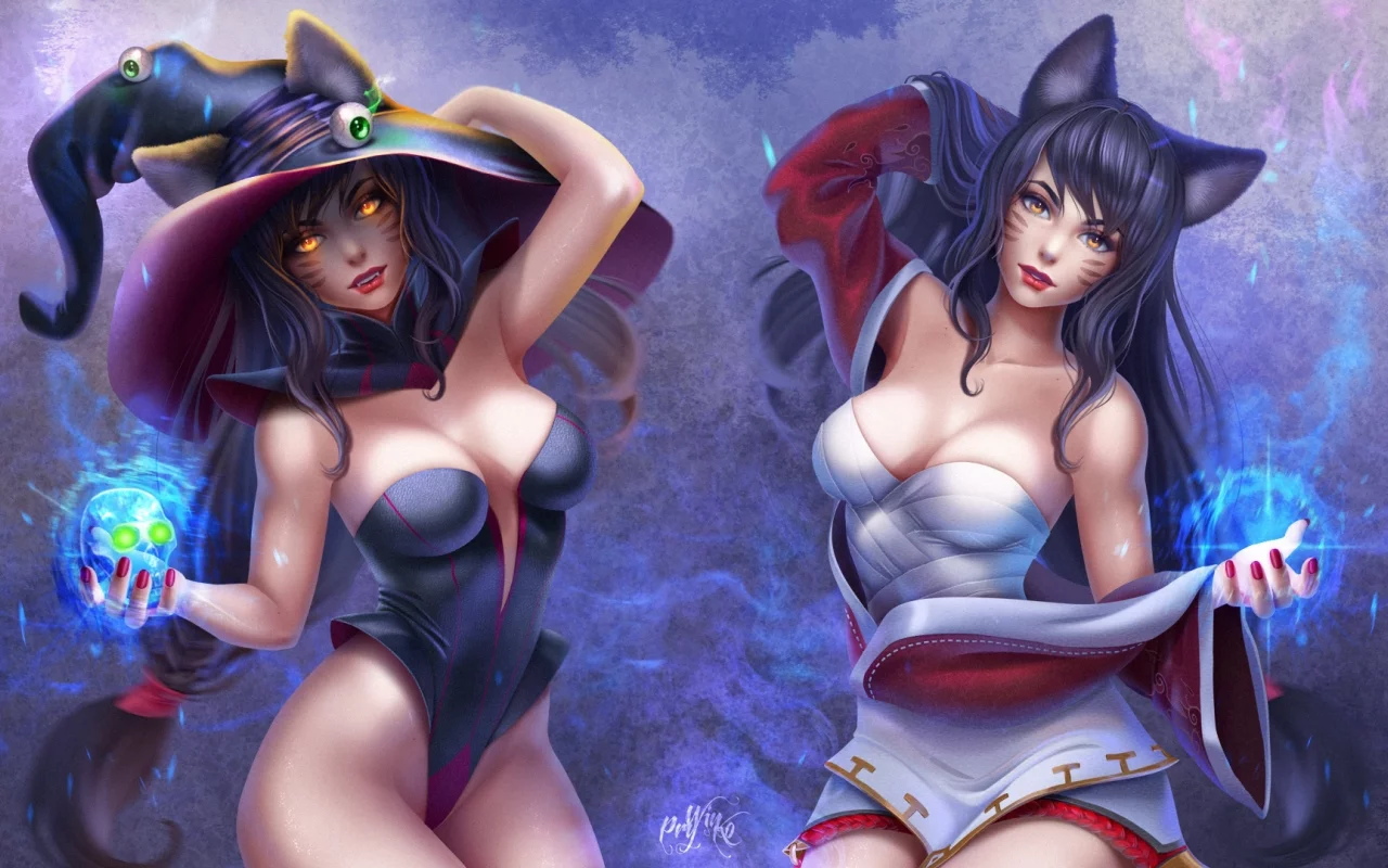 аhri, череп, девушка, halloween, глаз, арт, league of legend, шляпа