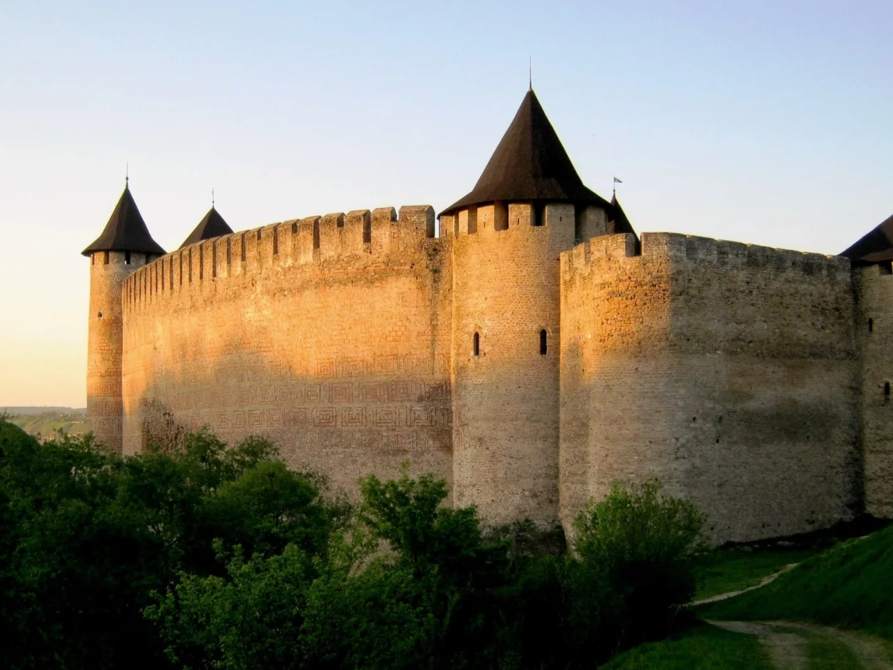 крепость, история, дорога, дерево, небо