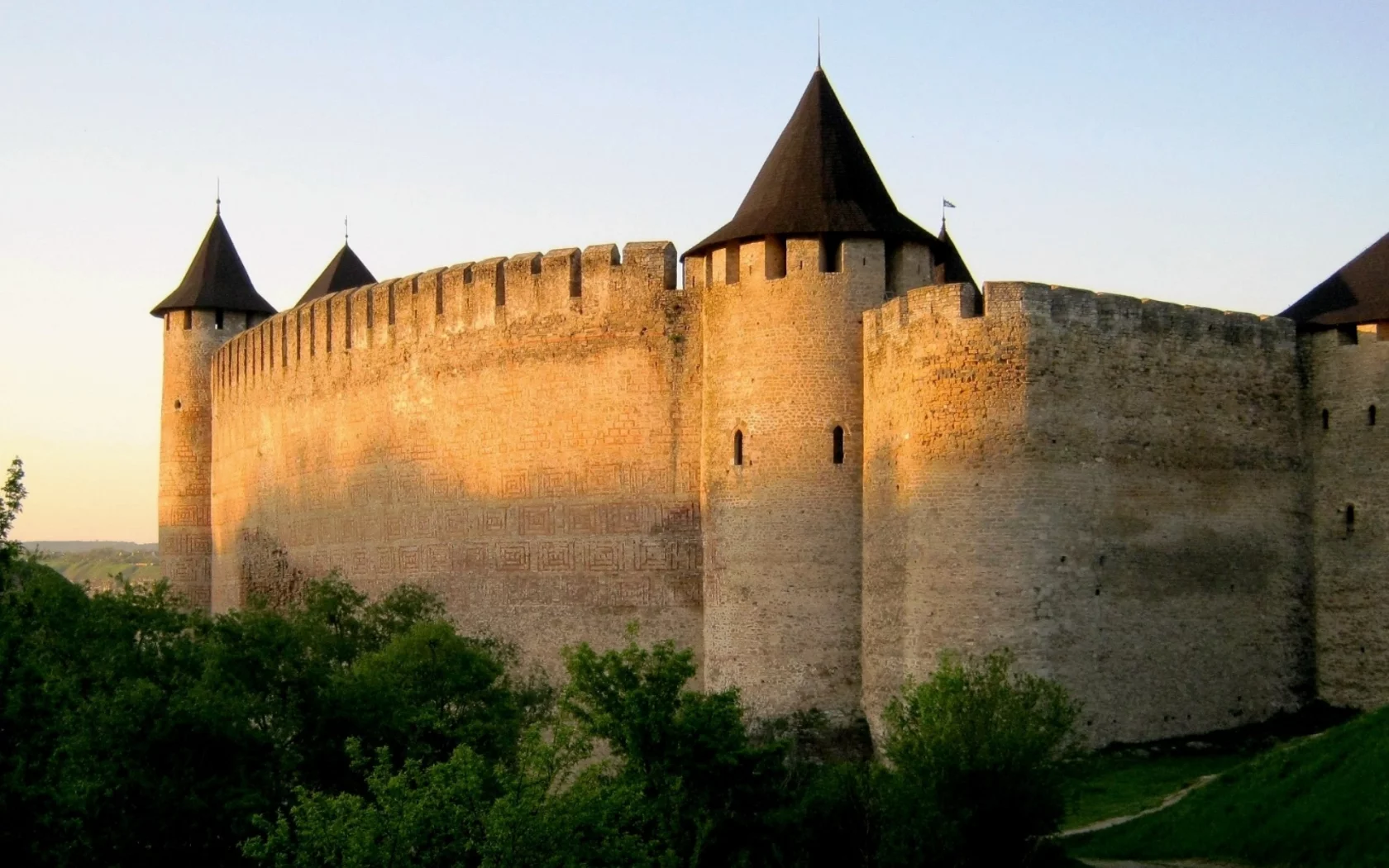 крепость, история, дорога, дерево, небо