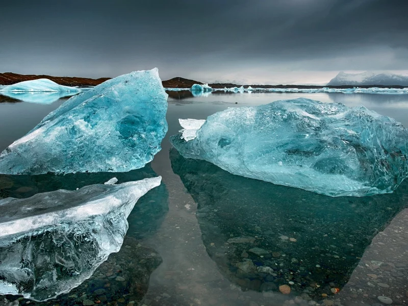 море, берег, лёд, глыба