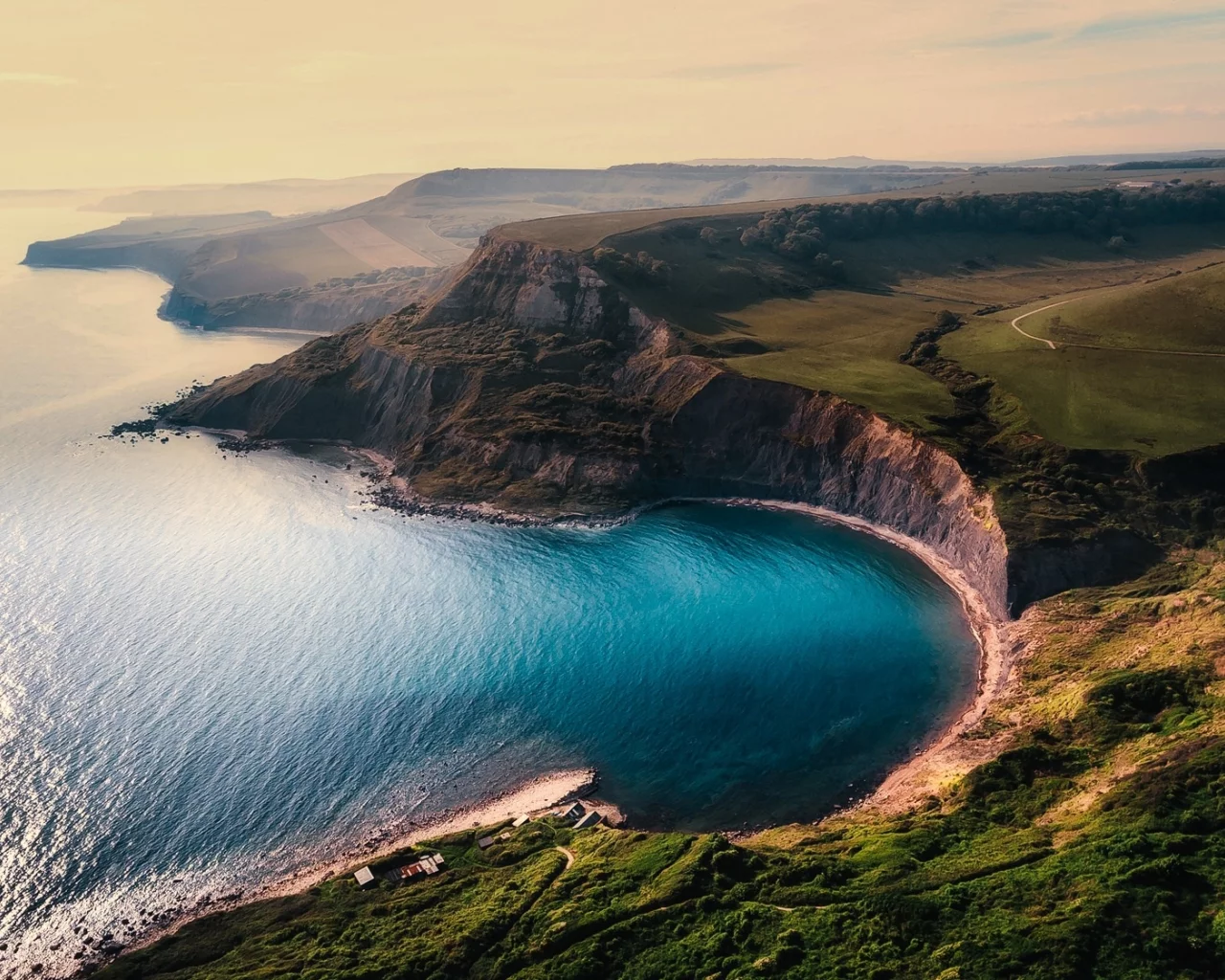 побережье, скалы, панорама, плато, вид сверху, море