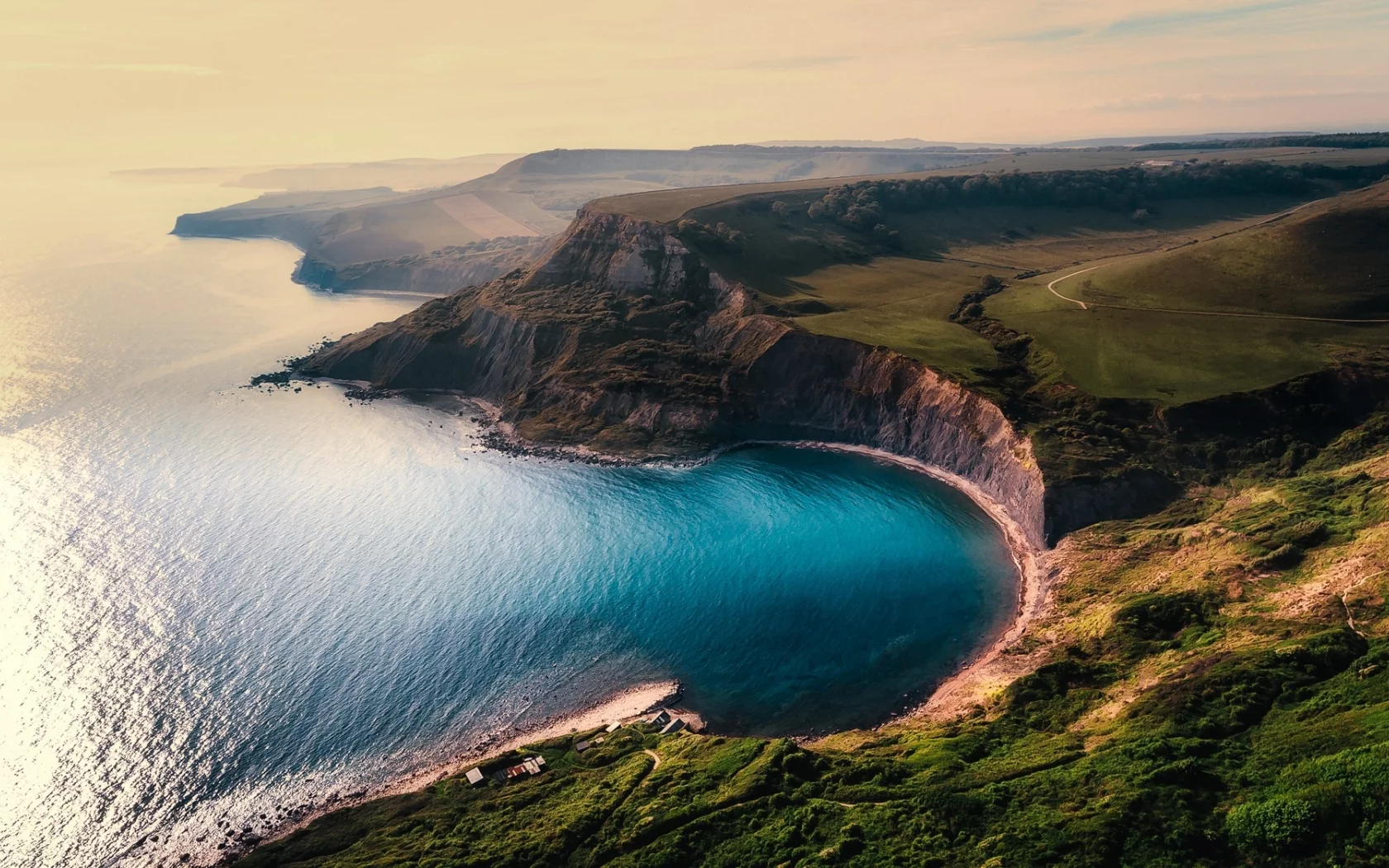 побережье, скалы, панорама, плато, вид сверху, море