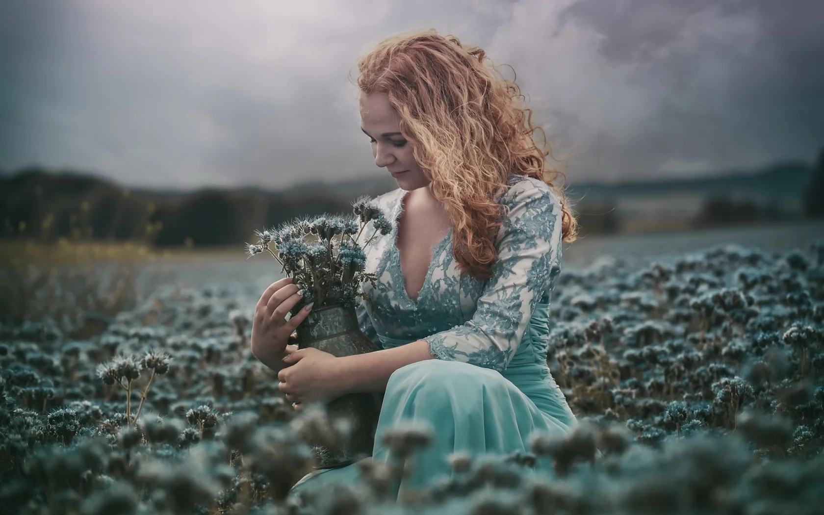 цветы, девушка, лето