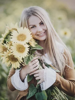 подсолнухи, девушка
