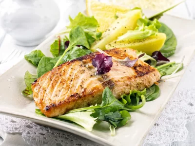 salad, лимон, fish, рыба, lemon, салат, листья
