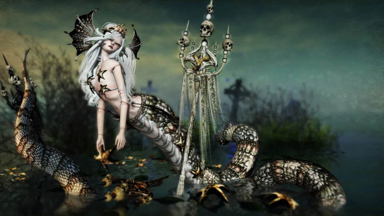 skull, snake, monster, lamia, mythologic, by kynne