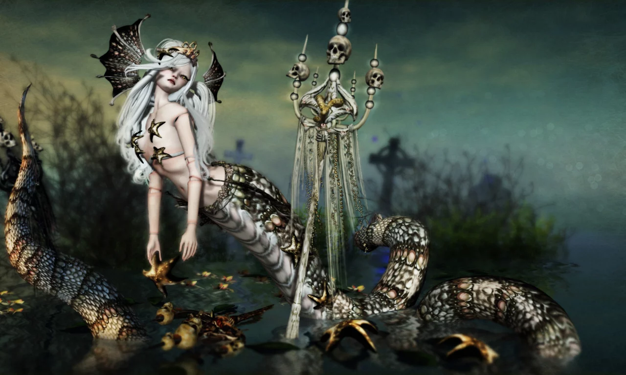 skull, snake, monster, lamia, mythologic, by kynne