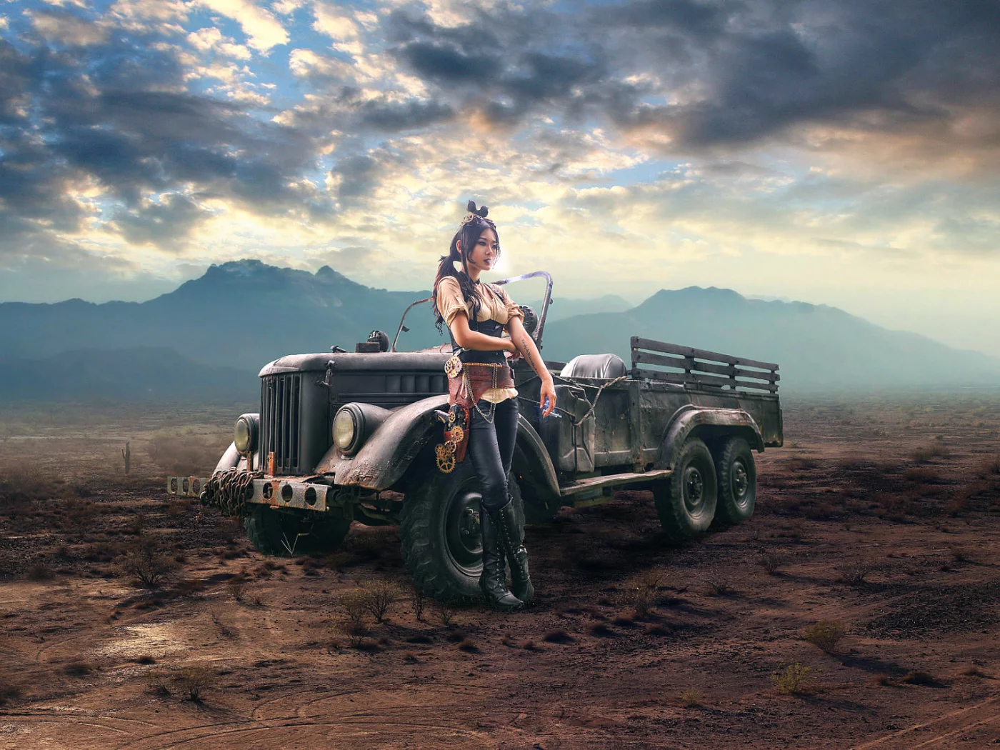 автомобиль, уаз, девушка, uaz, power, 6х6, girl, modificied, car, sun, sky, summer, see, indusrial, front, wide