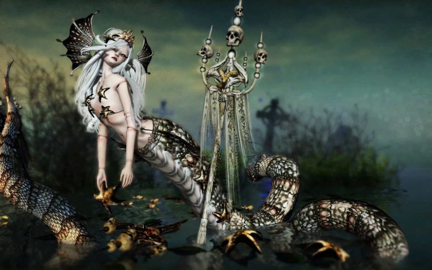 skull, snake, monster, lamia, mythologic, by kynne