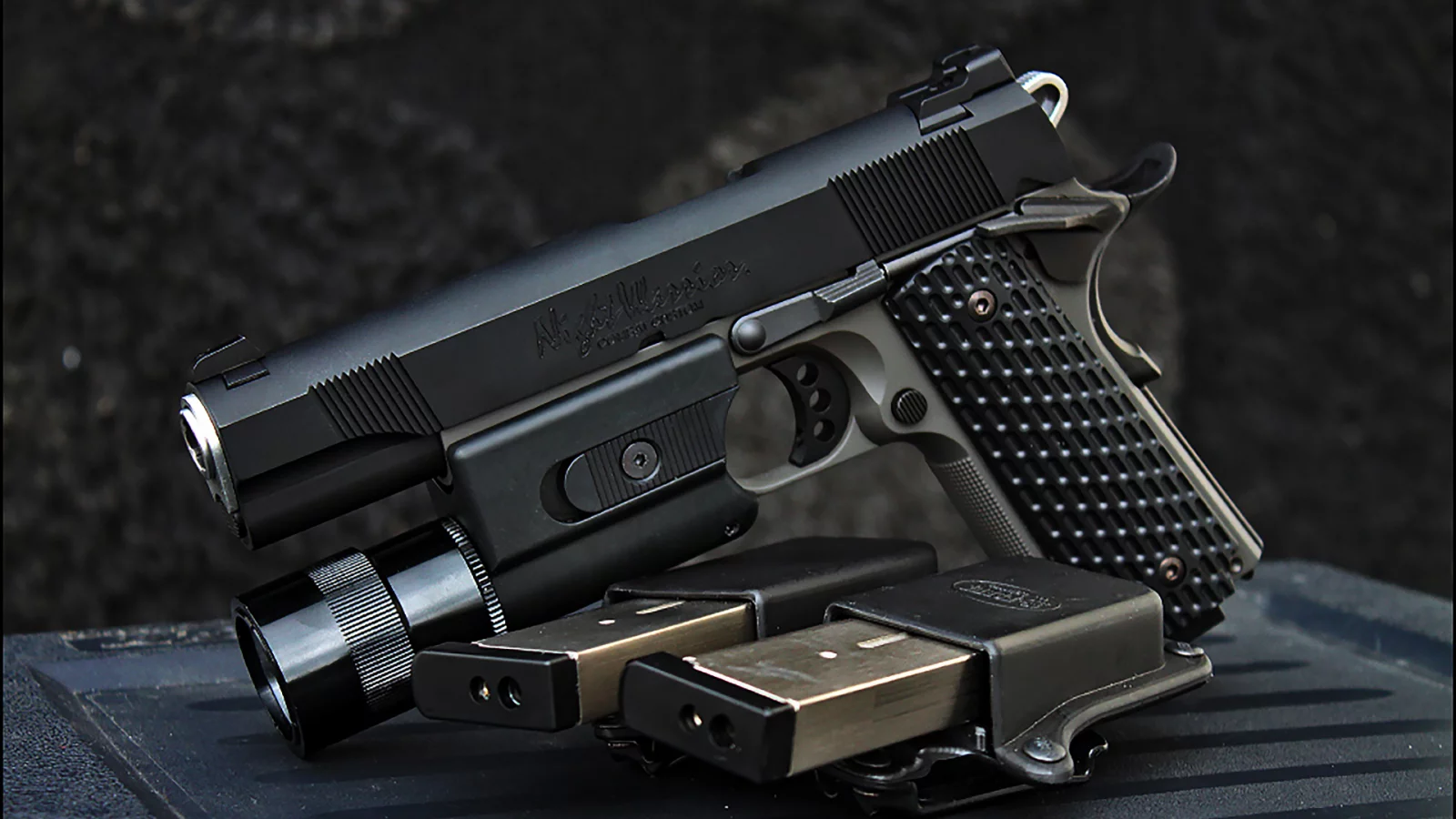 пистолет, colt, 1911, mod, night, hawk, custom, variant, with, surefire, replica, military, and, police, exact, weapon, gun, fast, pistols, lamp, weapons, dark, sun, wide